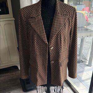 CAbi Black and Brown Patterned Blazer Dandy jacket XL